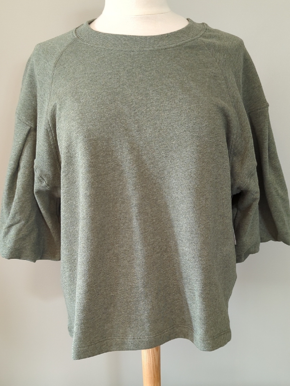 Madewell Olive Green  Sweatshirt w Short Sleeves. Ladies Large New w Tags